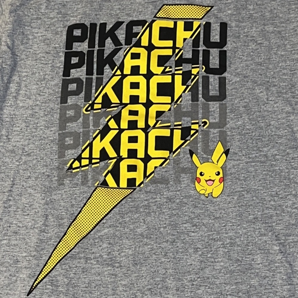 Pokemon Kids Pikachu Cotton Blend Grey Character T-shirt Size L - Picture 2 of 5